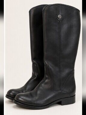 FRYE Melissa Button 2, Riding Boots, Black Leather, Size 8M